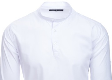 Мужская белая рубашка SLIM FIT с воротником стойкой - размер. С