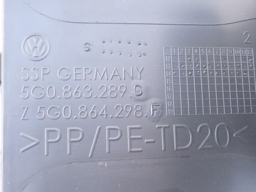 LOKETNÍ OPĚRKA TUNEL CENTRÁLNÍ VW GOLF VII 7 2012-2020 5G0863289C 5G0864298F