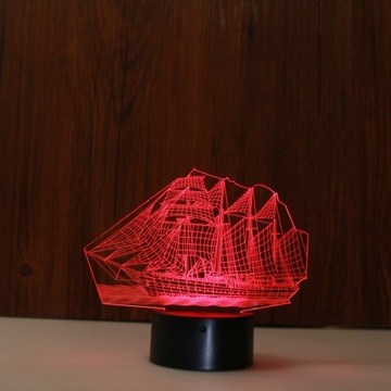 LAMPKA NOCNA 3D STATEK ŻAGLOWIEC PILOT PREZENT
