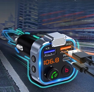 АУДИОПЕРЕДАЧА BLUETOOTH FM MP3 BT БЫСТРОЕ ЗАРЯДНОЕ УСТРОЙСТВО 3X USB QC 3.0 RGB