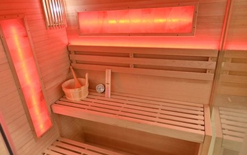 ФИНСКАЯ СУХАЯ САУНА С ПЕЧЬЮ HARVIA 6КВТ И СОЛЯНЫМ КАМНЕМ 150Х140Х190СМ