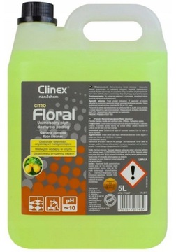 CLINEX FLORAL CITRO 5L UNIWERSALNY PŁYN PODŁÓG CYTRYNOWY DŁUGO PACHNIE