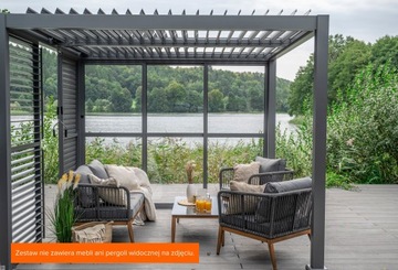 Przesuwna ścianka z poliwęglanem panel do pergoli Kea - szara 370cm KEA 4m