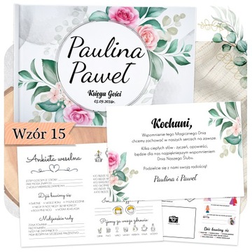 KSIĘGA GOŚCI NA ŚLUB ALBUM - KWIATY LIŚCIE PEONIE