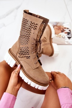 КОЖАНЫЕ РАБОЧИЕ БОТИНКИ NICOLE, СВЕТЛО-КОРИЧНЕВЫЕ 2706 40