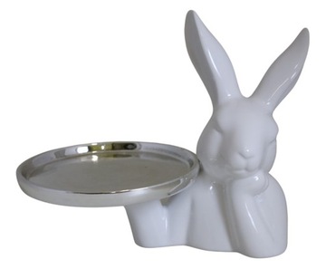FIGURKA CERAMICZNA POPIERSIE KRÓLIKA ZAJĄC DEKORACJA WIELKANOCNA NA PREZENT