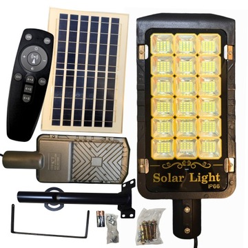 LATARNIA ULICZNA LAMPA SOLARNA LED OSOBNY PANEL CZUJNIK ZMIERZCHU Z PILOTEM