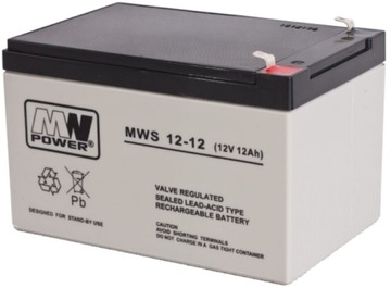 AKUMULATOR BATERIA AGM VRLA MW POWER MWS 12Ah 12V MWS12 MWS12-12 CENTRALA