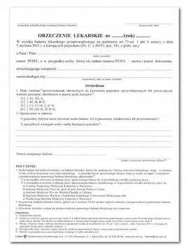 Orzeczenie lekarskie dla kierowców L-6a/s