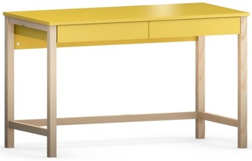 ŻÓŁTE Biurko z Szufladami 100 cm DREWNIANY Stelaż