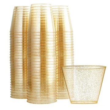 30x Eleganckie Plastikowe Kubki Brokatowe 9 270ml Dekoracyjne Kubki Do