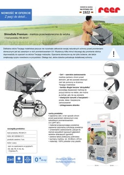 Daszek przeciwsłoneczny do wózka UV UPF 50+ REER