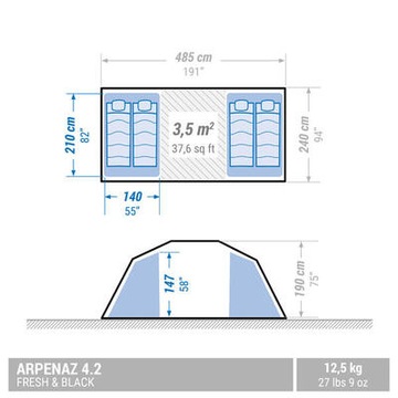 КЕМПИНГОВАЯ ПАЛАТКА ARPENAZ 4.2 F&B Quechua