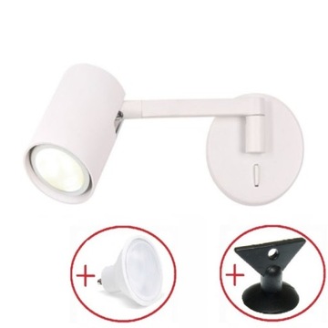 Kinkiet Lampa Snow z wysięgnikiem biała ZESTAW Z PRZYSSAWKĄ I ŻARÓWKĄ LED