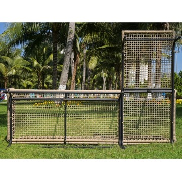 Beige Rope Garden Set w/ Iron Frame, L-Shape Sofa & Table