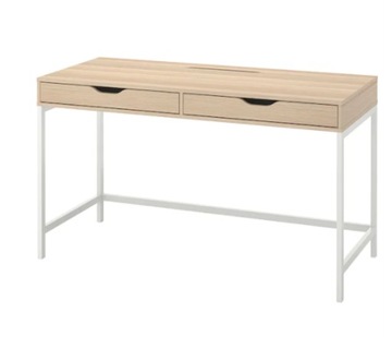 ALEX Biurko z 2 szufladami, dąb / biały, 132x58 cm IKEA