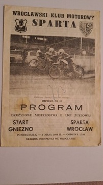 SPARTA WROCŁAW - START GNIEZNO 01-05-1989 PROGRAM ŻUŻLOWY WYPEŁNIONY