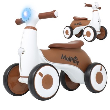 Беговел, четырехколесный велосипед со светодиодной подсветкой, бесшумные колеса в стиле ретро +2 года