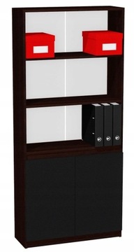 Regał z szafką na segregatory 80cm wenge, czarne