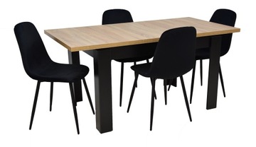 Stół rozkładany 80x120/160cm SONOMA + 4 krzesła