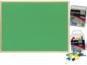 Tablica tekstylna filcowa 60x40 Zielona ZESTAW