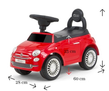 Fiat 500 Red Milly Mally, автомобиль, толкатель для детей