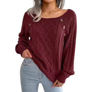 ELEGANCKI DAMSKI SWETER CIEPLY JESIENNY ZIMOWY GUZIZKI, wzór9