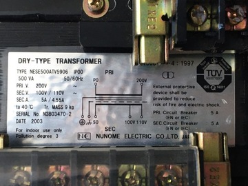 Трансформатор Nunome NESE500ATV5906 200В №C573