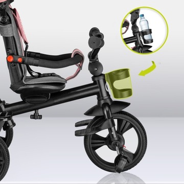 ТРЕХКОЛЕСНЫЙ ВЕЛОСИПЕД 2в1, ПОВОРОТНЫЙ, РЕГУЛИРУЕМЫЙ, С КОЗЫРЕКОМ LIONELO HAARI