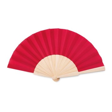 WACHLARZ DREWNIANY + TKANINA Duży 41cm Eleganckiczerwony