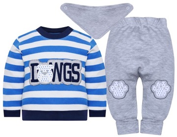 KOMPLET DRES Z CHUSTĄ CHŁOPIEC BAWEŁNA 3 cz r 68 2407