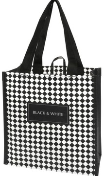 Torba na zakupy Ravi poliester BLACK AND WHITE