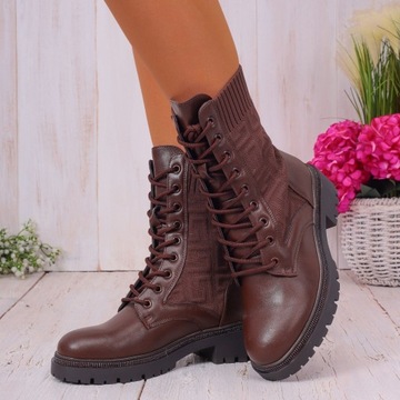 BOTKI DAMSKIE GLANY BUTY CZARNE TRAPERY WYSOKIE ELEGANCKIE 38