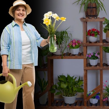 ДЕРЕВЯННАЯ ПОДСТАВКА ДЛЯ ЦВЕТОВ ПОЛКА ДЛЯ ЦВЕТОВ 95 СМ ПРОЧНАЯ МНОГОЯРУСНАЯ