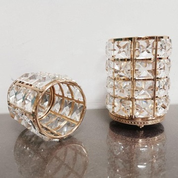 Crystal Bling Makeup Brush Holder Tubka Organizer Pudełko do przechowywania Złoty S