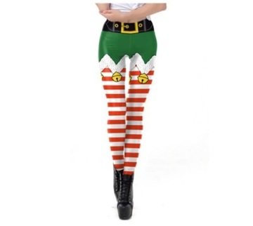 Legginsy Leginsy Świeta Christmas Mikołaj Elf 7 S