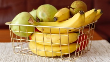 KOSZYK METALOWY NA OWOCE ZŁOTY DRUCIANY OZDOBNY