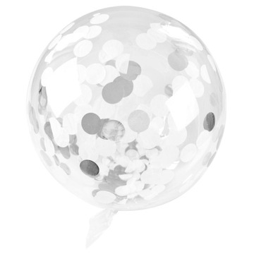 Balon transparentny z konfetti Celebrate srebrny
