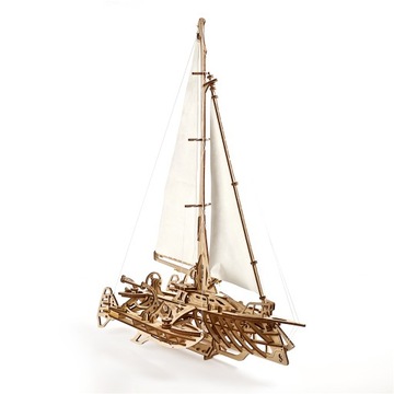 JACHT ŻAGLOWY MODEL MECHANICZNY PUZZLE 3D DREWNO