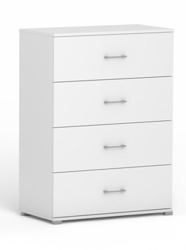 Komoda POLA Biała 4 Szuflady, Pojemna Elegancka 50 x 110 x 40 cm
