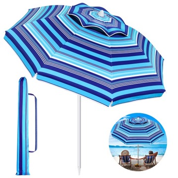 PARASOL PLAŻOWY W PASKI PARASOL PIASKOWY Z OCHRONĄ UV