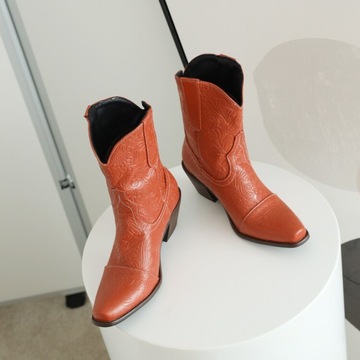 Kobiety Skośne Obcas Śródstopie Western Buty