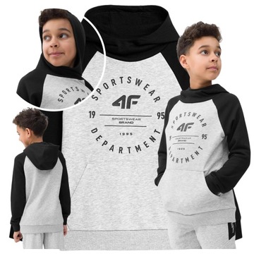 chłopięca bluza dziecięca z kapturem dresowa sportowa kangurka r. 146