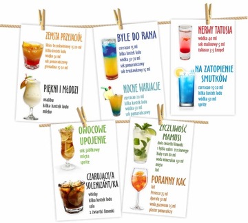 Zabawna karta drinków DRINK BAR menu recepty na urodziny 18 30 40 50 HIT!