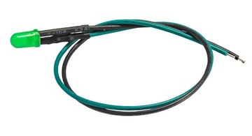 Kontrolka LED 5mm 12V ZIELONA z przewodem 20cm