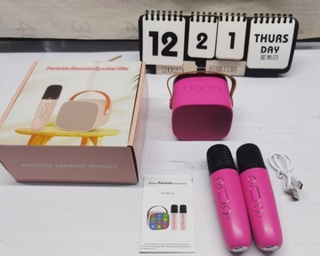 МИНИ-КАРАОКЕ-НАБОР С 2 МИКРОФОНАМИ И ПОРТАТИВНЫМ ДИНАМИКОМ BLUETOOTH