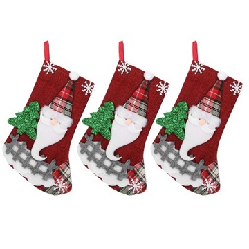 3Pcs/Set Christmas Stockings Sock Gift Bag Hanging Pendant Christmas Tree D