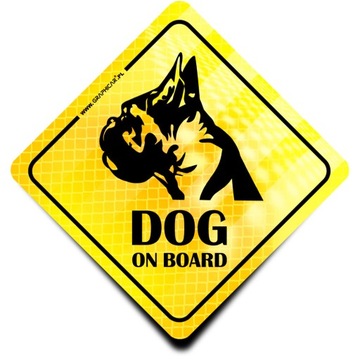 NAKLEJKA ODBLASKOWA OSTRZEGAWCZA PIES DOG ON BOARD