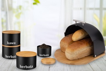 Металлический контейнер с бамбуковой крышкой KAWA черный