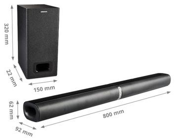 НАБОР ДИНАМИКОВ ДЛЯ ЗВУКОВОЙ ПАНЕЛИ MD44202 2 x 30 Вт + 60 Вт, 2 динамика BLUETOOTH HDMI